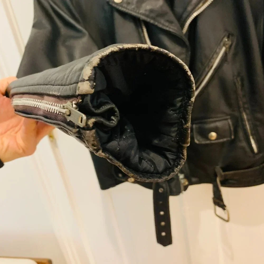 Vintage 90s Leather Biker Jacket Size Medium - Picture 5 of 15